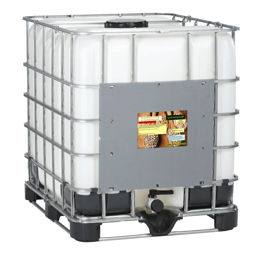 IBC de 1000 litres de thiosulfate d'ammonium avec étiquette Axe Diffusion