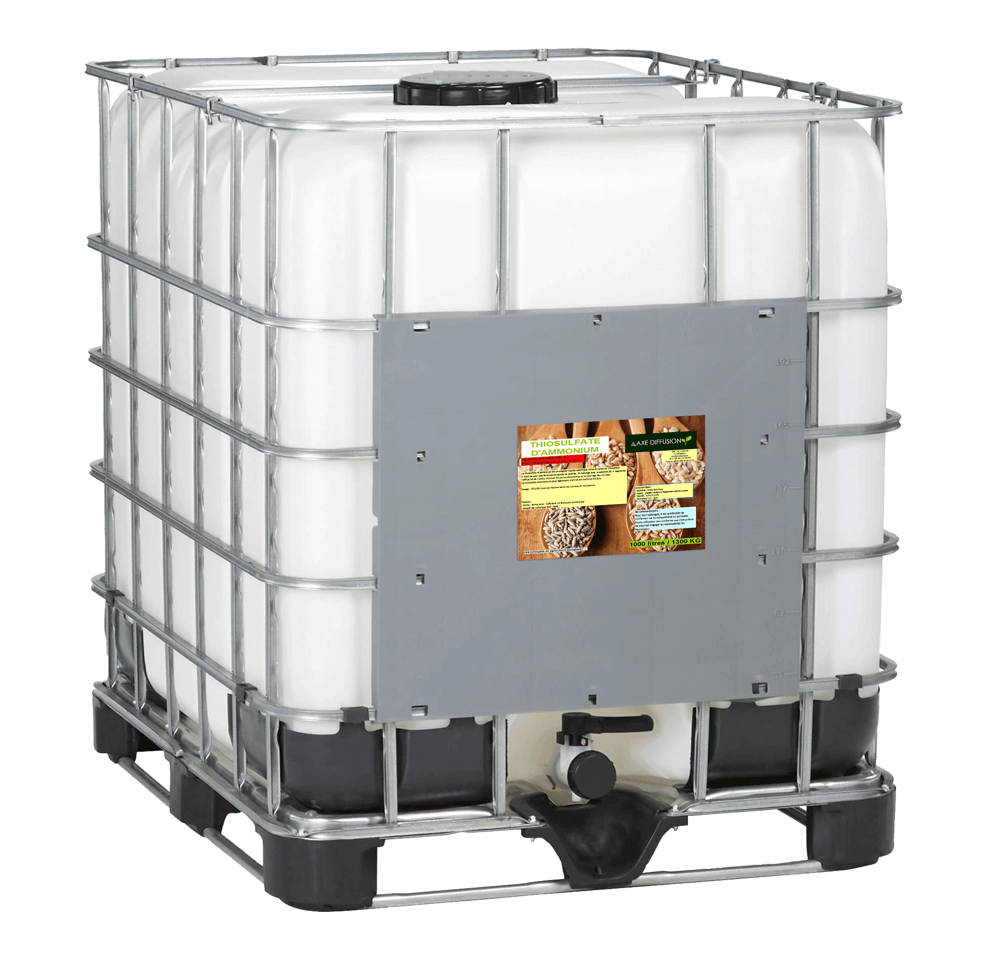 IBC de 1000 litres de thiosulfate d'ammonium avec étiquette Axe Diffusion